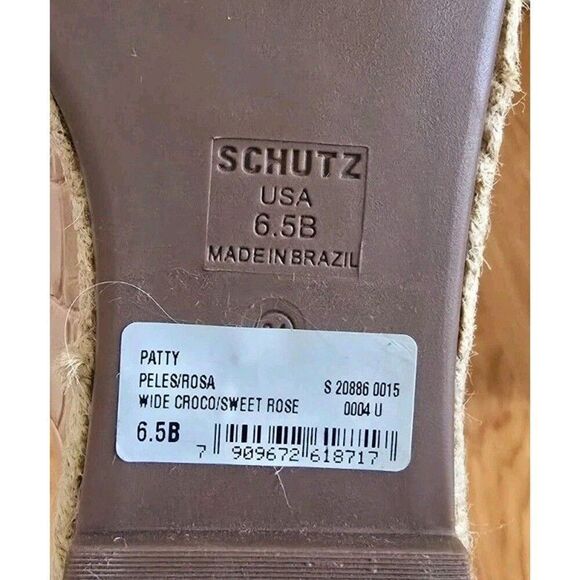 Schutz Patty Croc Embossed Espadrille Loafers Pink Women's Size 6.5 B - Picture 2 of 10